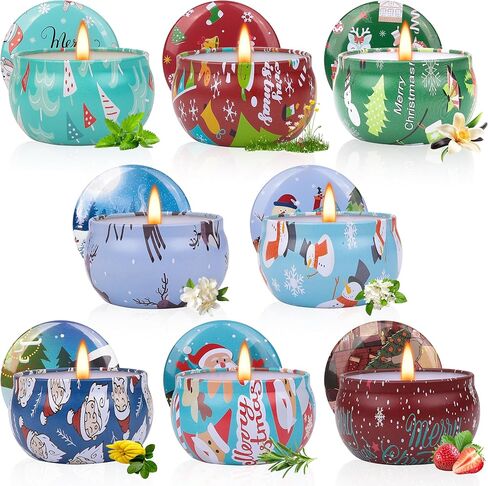 Christmas Candles Set, 8 Pack Holiday Candles for Home Scented, Winter Candle Gift Sets for Women and Men, 2.5oz Natural Soy Wax Aromatherapy Candle for Christmas, Birthday, Thanksgiving Day in Saudi Arabia