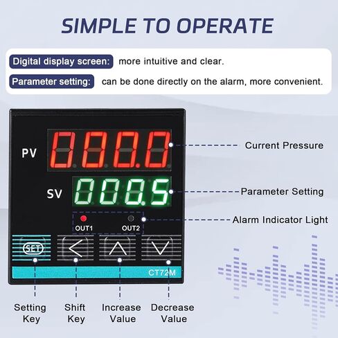 Digital Air Pressure Alarm 232PSI High Low Pressure Alarm Low Water Pressure Siren for Air Water Oil 110V (232PSI) in Saudi Arabia