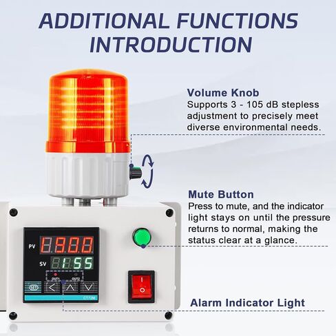 Digital Air Pressure Alarm 232PSI High Low Pressure Alarm Low Water Pressure Siren for Air Water Oil 110V (232PSI) in Saudi Arabia