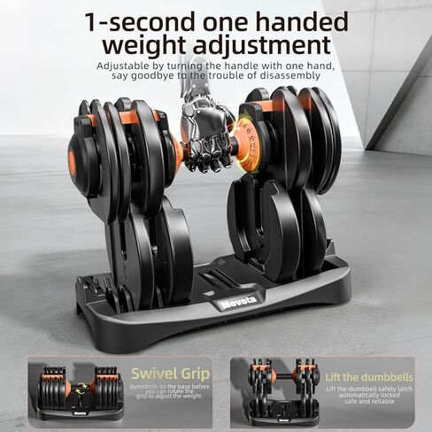 Adjustable Dumbbells Set of 2，Free Weights Dumbbells Set，Adjustable Dumbbell Set，52.5 lbs pair 105 lbs，15 in 1，for Men/Women Gym Equipment for Home Strength Training Equipment in Kuwait