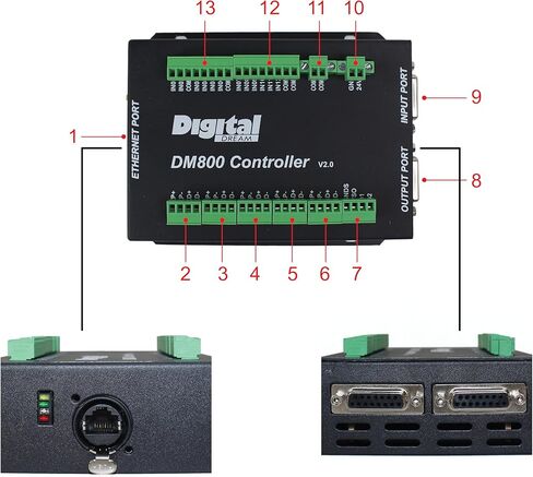RATTMMOTOR DM800 3 محاور تحكم CNC مستقل بدون اتصال مع MPG E-stop عقارب تحكم يدوي يدعم إيثرنت، G-code in Kuwait