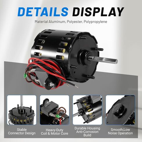 13-13190 Fan Motor Compatible with Master-Bilt Commercial Refrigeration CPB0501C-A, CPF150DC-A, CPF151DC-A, CPX151DC-A, Replacement YDK-38-4, 208-230V 50/60Hz CCW PSC in Kuwait