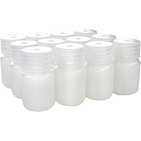 EISCO - 30mL Wide Mouth HDPE Reagent Bottles with Polypropylene Caps, Non-Sterile, Pack of 12, Translucent Leakproof Laboratory Containers, -100 to 120°C Temperature Range in Kuwait
