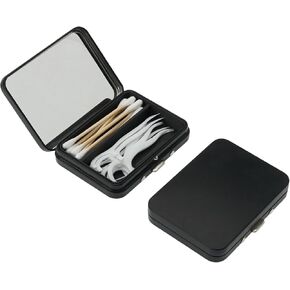 2Pack 2-in-1 Dental Floss & Cotton Swab Cases with Mirror - Portable & Refillable Floss Pick Holders, Gum Container Metal Tin Box Case for Q-tip,Cotton Swab (Black) in Kuwait