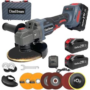 21V Cordless Angle Grinder, 4-1/2 Inch Brushless Angle Grinder, 10000RPM Power Grinder Tool Kit with 2x 2.0Ah Batteries, Ideal for Metal Cutting, Grinding, Polishing, Electric Tool for DIY Projects in Saudi Arabia