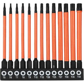 13 Pcs Impact Driver Bit Set Magnetic Long Drill Bit Set 3.93'' Screwdriver Bits with 1/4" Hex Shank, T25 Torx Bits for Impact Driver in Saudi Arabia