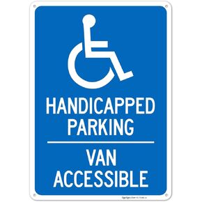 Handicapped Parking Van Accessible Sign, 12x18 Inches, 3M EGP Reflective .063 Aluminum, Fade Resistant, Made in USA in Kuwait