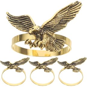 4pcs Eagle Napkin Rings - Vintage Metal Napkin Ring Holders, Golden Iron Alloy, Decorative Serviette Buckles for Dinner Parties, Weddings, Home Gatherings, 1.96x1.57x1.37inch in Kuwait