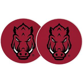 Desert Cactus University of Arkansas Car Coaster Razorbacks U of A Hogs Absorbent Sandstone Car Cup Coasters Set of 2 (Design A) in Saudi Arabia