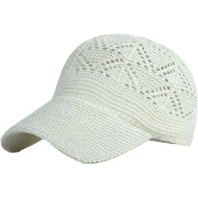 Womens Knit Mesh Baseball Cap Summer Yarn Trucker Hats Breathable Adjustable Sun Hat with Visor for Outdoor Travel in Kuwait