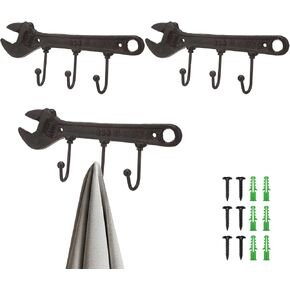 3 Pcs Vintage Key Rack Holder Hooks Wrench Spanner Shape Decorative Wall Mounted Garage Tool Holder Coat Hat Hooks Rack Hanger for Bedroom Car Themed Room Decor in Kuwait