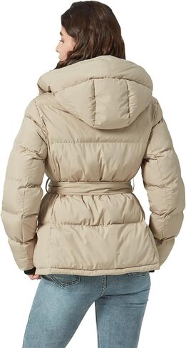 Women's Winter Warm Puffer Jackets Slim Fit Water-Resistant Detachable Hooded with Belt in Saudi Arabia