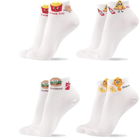 Kikiya Women's Cotton Socks - Smiley Face Cute Character Design Crazy Fun Animal Fruits Graphic - Ladies Girls Socks Size 6-8 in Saudi Arabia