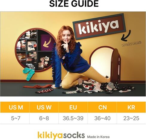 Kikiya Women's Cotton Socks - Smiley Face Cute Character Design Crazy Fun Animal Fruits Graphic - Ladies Girls Socks Size 6-8 in Saudi Arabia