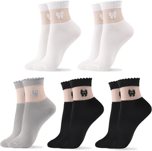 Kikiya Women's Cotton Socks - Smiley Face Cute Character Design Crazy Fun Animal Fruits Graphic - Ladies Girls Socks Size 6-8 in Saudi Arabia