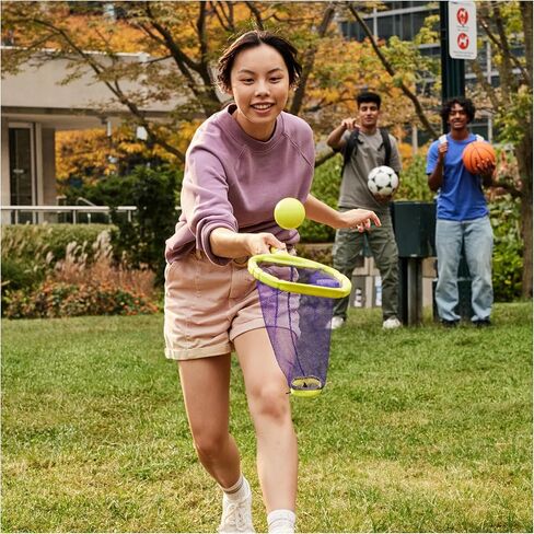 لعبة Aerobie Flingo Catch & Throw Outdoor Game، مجموعة كرات الرمي والالتقاط للصيف والفناء الخلفي والتخييم وألعاب الشاطئ للأطفال من سن 8 سنوات فما فوق، تتضمن مجدافين وكرة واحدة in Kuwait