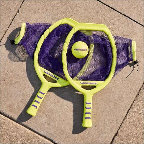 لعبة Aerobie Flingo Catch & Throw Outdoor Game، مجموعة كرات الرمي والالتقاط للصيف والفناء الخلفي والتخييم وألعاب الشاطئ للأطفال من سن 8 سنوات فما فوق، تتضمن مجدافين وكرة واحدة in Kuwait