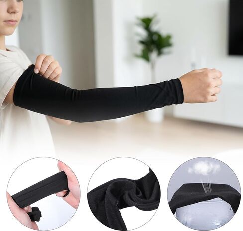 2 Pairs Kids Arm Sleeves, Sun Protection Cooling Ice Sleeve for Youth Boys Girls Toddler, Elastic Compression Arm Sleeves for Basketball Football Baseball Volleyball Gardening in Kuwait