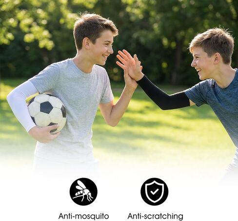 2 Pairs Kids Arm Sleeves, Sun Protection Cooling Ice Sleeve for Youth Boys Girls Toddler, Elastic Compression Arm Sleeves for Basketball Football Baseball Volleyball Gardening in Kuwait