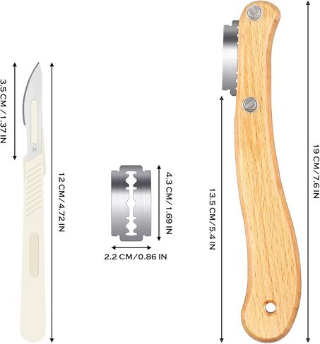 Mudder Bread Lame Sourdough Scoring Tool Magnetic Dough Scoring Tool with 10 Pcs Replaceable Blades Wooden Handle Lame Slashing and 2 Pcs Knife with Protective Cover for Baking in Kuwait