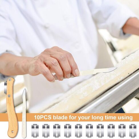 Mudder Bread Lame Sourdough Scoring Tool Magnetic Dough Scoring Tool with 10 Pcs Replaceable Blades Wooden Handle Lame Slashing and 2 Pcs Knife with Protective Cover for Baking in Kuwait