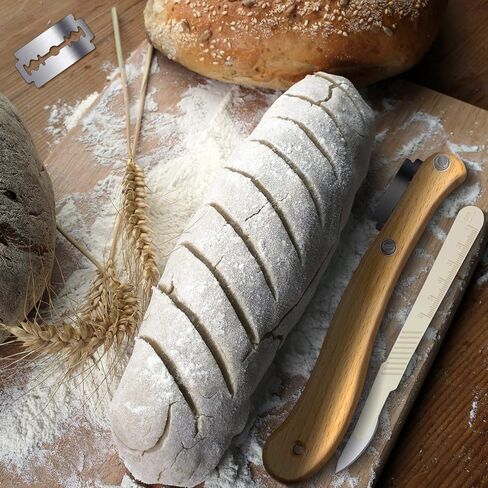 Mudder Bread Lame Sourdough Scoring Tool Magnetic Dough Scoring Tool with 10 Pcs Replaceable Blades Wooden Handle Lame Slashing and 2 Pcs Knife with Protective Cover for Baking in Kuwait