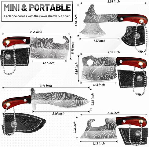 5pcs Tiny Knife Keychain, Mini Pocket Knives Chef, Cute Portable Tiny Pocket knife Pendant with Sheath Package Opener Outdoor Camping Box Cutter Tiny Things for Presents for Christmas in Kuwait