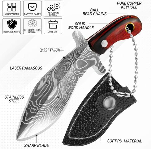 5pcs Tiny Knife Keychain, Mini Pocket Knives Chef, Cute Portable Tiny Pocket knife Pendant with Sheath Package Opener Outdoor Camping Box Cutter Tiny Things for Presents for Christmas in Kuwait