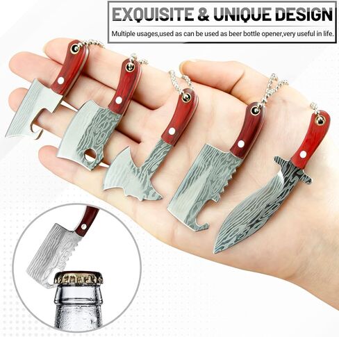 5pcs Tiny Knife Keychain, Mini Pocket Knives Chef, Cute Portable Tiny Pocket knife Pendant with Sheath Package Opener Outdoor Camping Box Cutter Tiny Things for Presents for Christmas in Kuwait