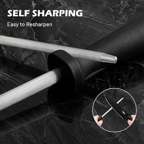 Knife Set, KroWallu 20 Pieces Knife Sets for Kitchen with Block, Dishwasher Safe Kitchen Knife Set with Built-in Sharpener, German Stainless Steel Black Knife Block Set in Kuwait