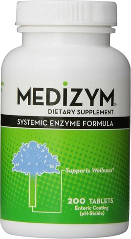 Medizym فيتامينات طبيعية، إنزيم جهازي، دعم الاستجابة الصحية للالتهابات، الجهاز المناعي والمفاصل مع البنكرياس، البابين، البروميلين، التربسين، الروتين - الغلوتين، خالي من منتجات الألبان، 800 قرص in Kuwait