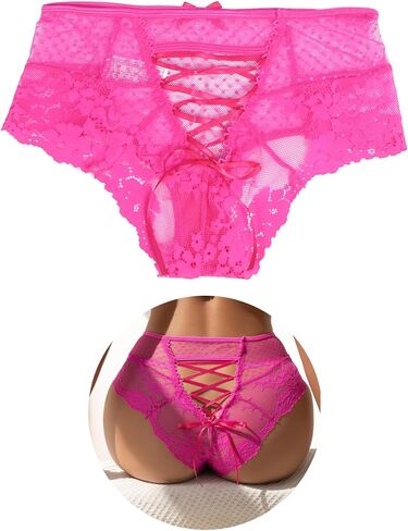 ohyeah Women Plus Size Cheeky Underwear Criss Cross Lace Boyshort Panties Hipsters Underwear Briefs S-5XL in Saudi Arabia