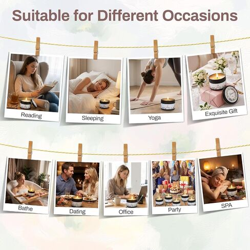 TTRWIN Relaxing Scented Candles Gift Set - 6 Natural Soy Wax Candles for Cosy Home, Aromatherapy Soy Candles in Jars, Stress Relief and Gifts, Christmas, Birthday, Spa Scents for Women, Men in Kuwait