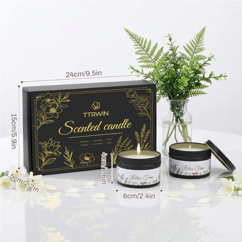 TTRWIN Relaxing Scented Candles Gift Set - 6 Natural Soy Wax Candles for Cosy Home, Aromatherapy Soy Candles in Jars, Stress Relief and Gifts, Christmas, Birthday, Spa Scents for Women, Men in Kuwait
