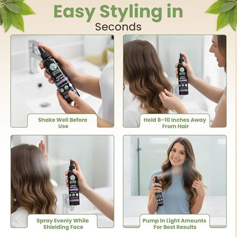 Nature's Brands Organic Hair Spray, 8 Oz - Biotin-Enriched Non Toxic Hairspray with Green Tea, Sage & Geranium Oil for Long-Lasting Hold, Shine, Frizz Control, and Volume Boost - Paraben-Free, Vegan in Kuwait