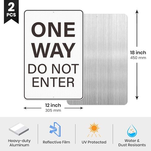 2 حزمة طريقة واحدة لا تدخل لافتات 18 "× 12" علامة التحكم في حركة المرور مهندس الصف علامات تحذير الألومنيوم العاكسة خالية من الصدأ مانعة لتسرب الماء في اتجاه واحد لافتات للطرق وممرات الشوارع ومواقف السيارات in Kuwait