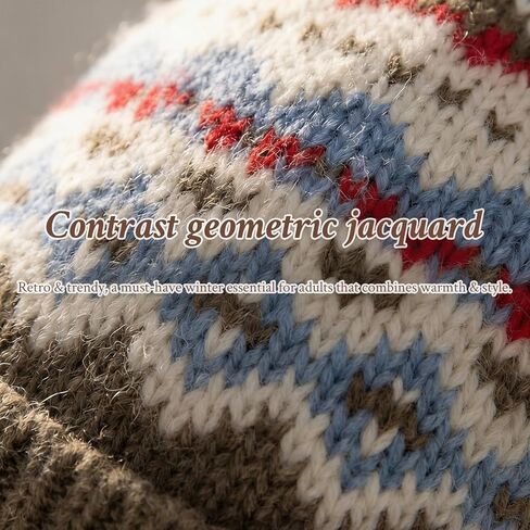 Women's Knitted Hat - Soft & Warm for Winter, Windproof Ear-Protecting Wide Brim, Khaki in Kuwait