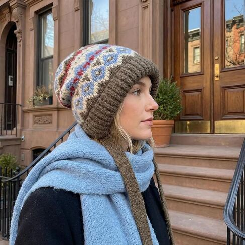 Women's Knitted Hat - Soft & Warm for Winter, Windproof Ear-Protecting Wide Brim, Khaki in Kuwait