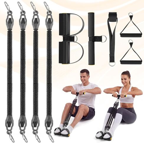 Upgrade Foot Pedal Resistance Bands with Handles, 4 Tube Adjustable Resistance Bands for Abdomen, Waist, Arm, Core/ABS, Leg Workout - Stirrup Puller for Men Women for Full Body Workout in Kuwait