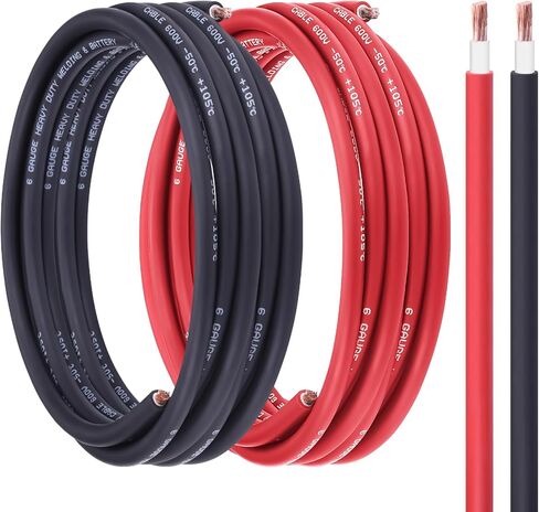 iGreely 4 سلك قياس سلك لحام مرن كابل نحاسي نقي، كابل بطارية 4 AWG عازل للخدمة الشاقة للسيارة، السيارات، الطاقة الشمسية، البحرية، المولدات، العاكس - 10 أقدام لكل أسود وأحمر in Kuwait