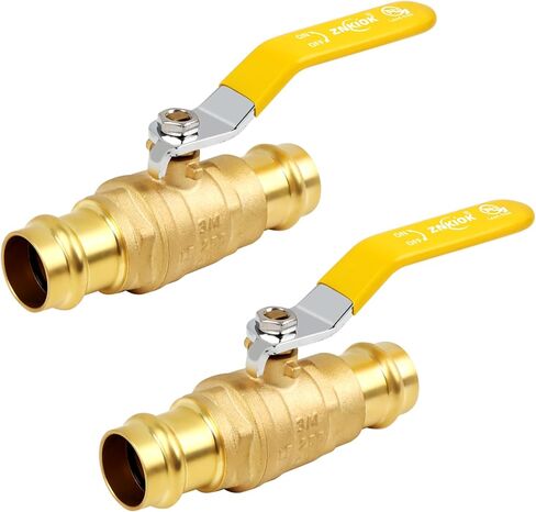 (Znkiok® 2 Pack) صمام كروي ضغط متين مطور 3/4 بوصة عالي التحمل، صمام كروي نحاسي 3/4 بوصة مع طرف ضغط، وصلة تركيب ضغط للأنابيب النحاسية، ربع دورة، خالي من الرصاص، UPC، NSF61، NSF372. in Kuwait