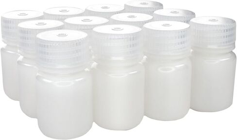 EISCO - زجاجات كاشف HDPE واسعة الفم سعة 30 مل مع أغطية من البولي بروبيلين، غير معقمة، عبوة من 12 قطعة، حاويات مختبرية شفافة مانعة للتسرب، نطاق درجة حرارة -100 إلى 120 درجة مئوية in Kuwait
