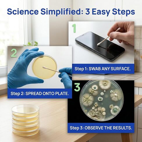 Potato Dextrose Agar (PDA) Plates 10 Pack, Pre-Poured Petri Dishes for Mushroom Cultivation, Science Projects, Mycology, Triple Vacuum Sealed Nutrient Agar in Kuwait