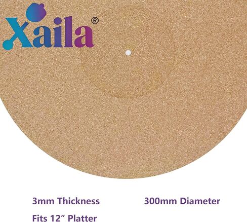 حصيرة Xaila Cork الدوارة مقاس 12 بوصة - حصيرة انزلاقية مجوفة ومضادة للكهرباء الساكنة وسجادة تسجيل الفلين عالية الدقة، بديلة للحصائر ذات نمط Corkery | الرنين المخمد للحصول على صوت أكثر نظافة على جميع مشغلات تسجيلات الفينيل in Kuwait