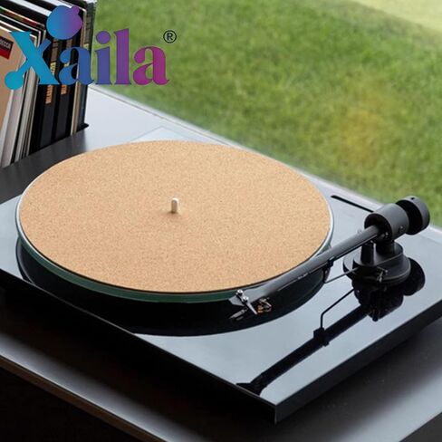 حصيرة Xaila Cork الدوارة مقاس 12 بوصة - حصيرة انزلاقية مجوفة ومضادة للكهرباء الساكنة وسجادة تسجيل الفلين عالية الدقة، بديلة للحصائر ذات نمط Corkery | الرنين المخمد للحصول على صوت أكثر نظافة على جميع مشغلات تسجيلات الفينيل in Kuwait