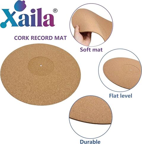 حصيرة Xaila Cork الدوارة مقاس 12 بوصة - حصيرة انزلاقية مجوفة ومضادة للكهرباء الساكنة وسجادة تسجيل الفلين عالية الدقة، بديلة للحصائر ذات نمط Corkery | الرنين المخمد للحصول على صوت أكثر نظافة على جميع مشغلات تسجيلات الفينيل in Kuwait