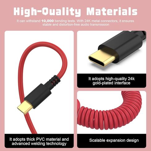 كابل ميكروفون USB C إلى USB C كابل تصحيح الصوت سلك ميكروفون متوافق مع DJI Mic Mini/Mic 2 / Rode VideoMic GO II، Wireless Go 2، Hollyland Lark M2 M1 150 Max Duo إلى iPhone 16/15، أجهزة USB-C in Kuwait