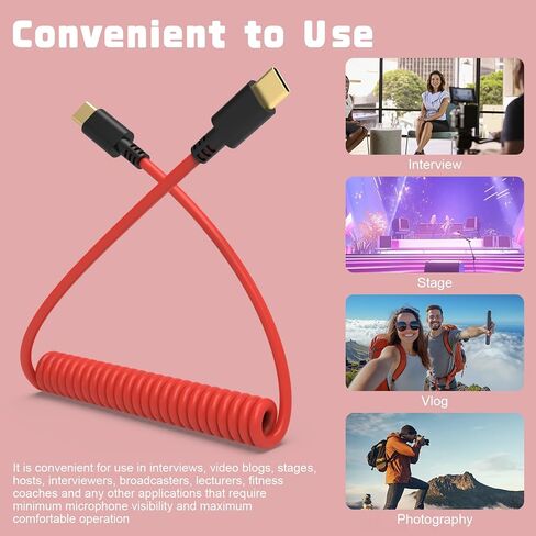 كابل ميكروفون USB C إلى USB C كابل تصحيح الصوت سلك ميكروفون متوافق مع DJI Mic Mini/Mic 2 / Rode VideoMic GO II، Wireless Go 2، Hollyland Lark M2 M1 150 Max Duo إلى iPhone 16/15، أجهزة USB-C in Kuwait