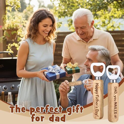 20 Pcs Father's Day Christian Church Gifts Bulk Wooden Stainless Steel Bottle Opener Bulk Laser Engraving Handheld Bottle Openers Father's Day Thank You Gift for Dad Stepdad Husband Grandpa in Kuwait
