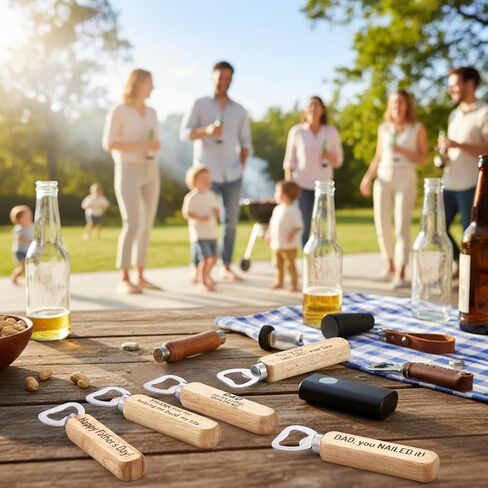 20 Pcs Father's Day Christian Church Gifts Bulk Wooden Stainless Steel Bottle Opener Bulk Laser Engraving Handheld Bottle Openers Father's Day Thank You Gift for Dad Stepdad Husband Grandpa in Kuwait